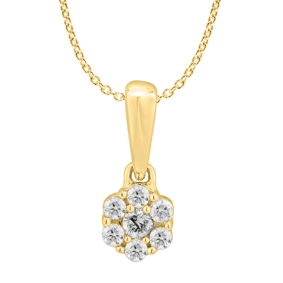 LADIES PENDANT WITH CHAIN 0.15CT ROUND DIAMOND 14K YELLOW GOLD 1 LADIES PENDANT WITH CHAIN 0.15CT ROUND DIAMOND 14K YELLOW GOLD - Image 1