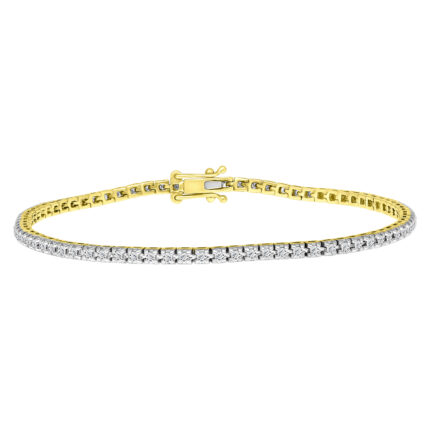 LADIES BRACELET 1.00CT ROUND DIAMOND 14K YELLOW GOLD(SI QUALITY)