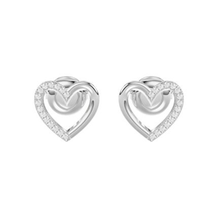 LADIES EARRINGS 0.10CT ROUND DIAMOND 14K WHITE GOLD