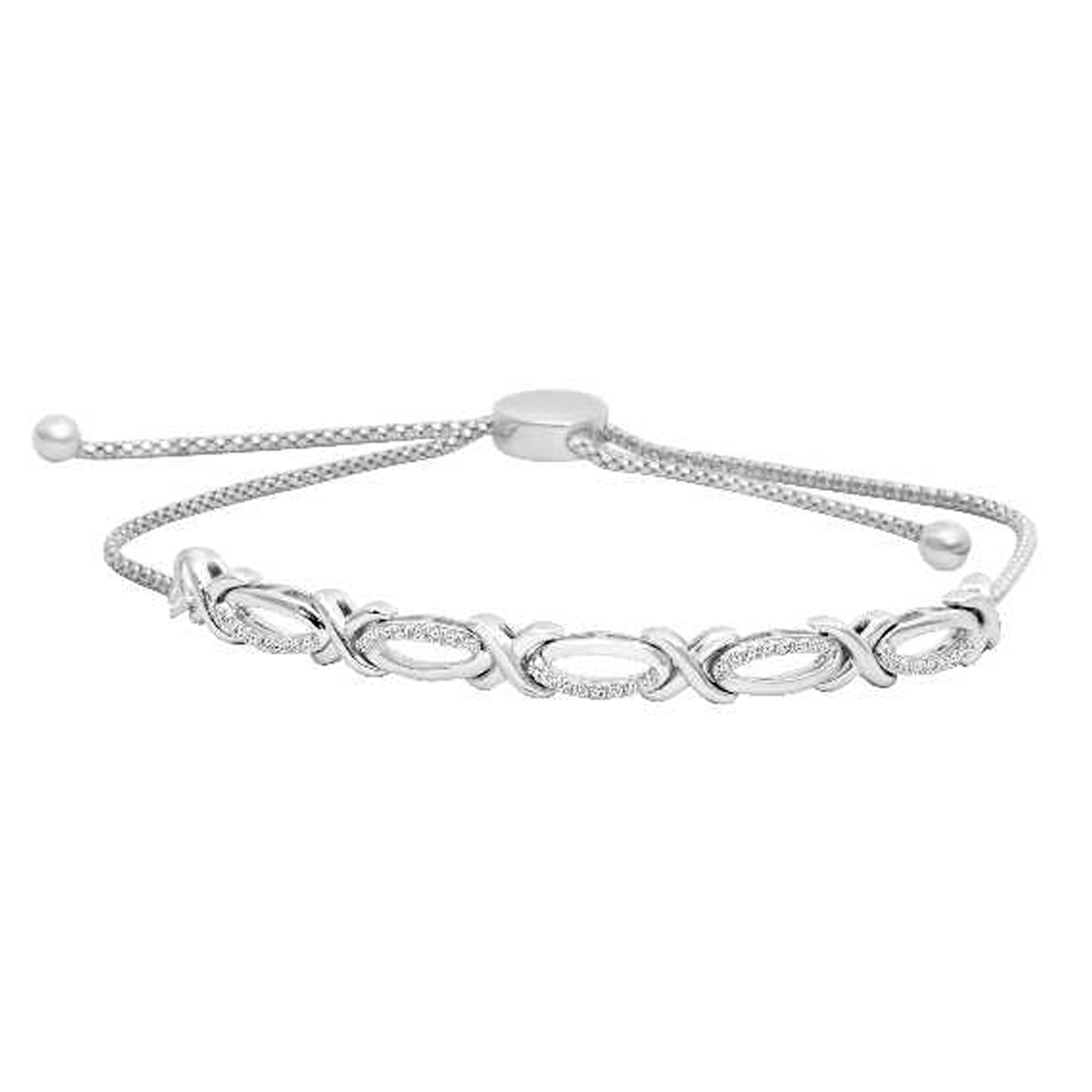 LADIES BRACELET 0.20CT ROUND DIAMOND STERLING SILVER/WHITE GOLD 1 LADIES BRACELET 0.20CT ROUND DIAMOND STERLING SILVER/WHITE GOLD - Image 1