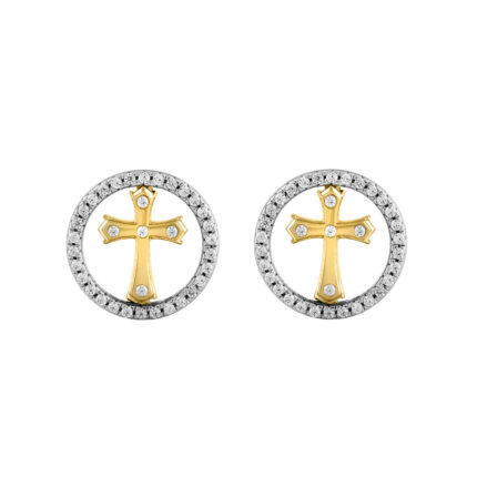 LADIES EARRINGS 0.25CT ROUND DIAMOND 14K YELLOW GOLD