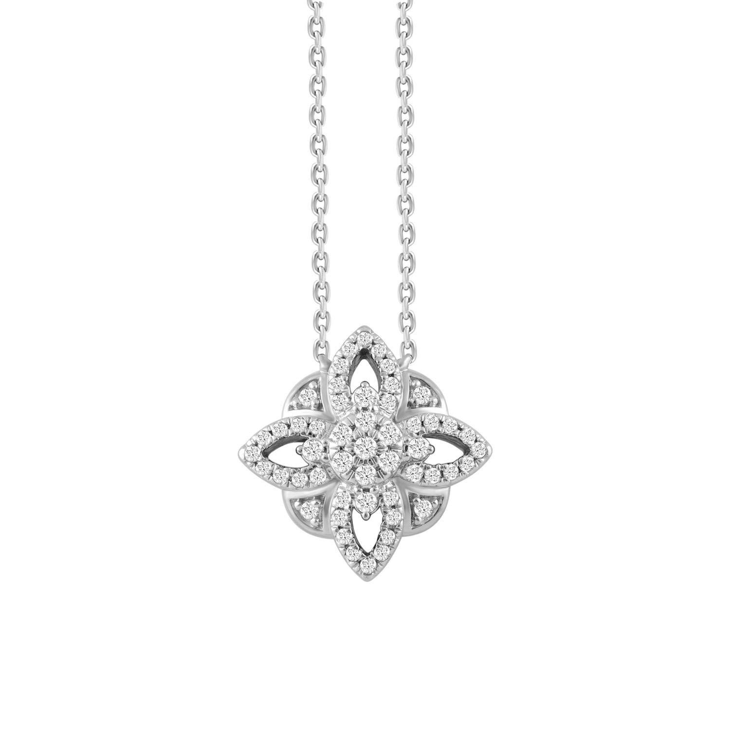 LADIES NECKLACE 0.25CT ROUND DIAMOND 10K WHITE GOLD 1 LADIES NECKLACE 0.25CT ROUND DIAMOND 10K WHITE GOLD - Image 1