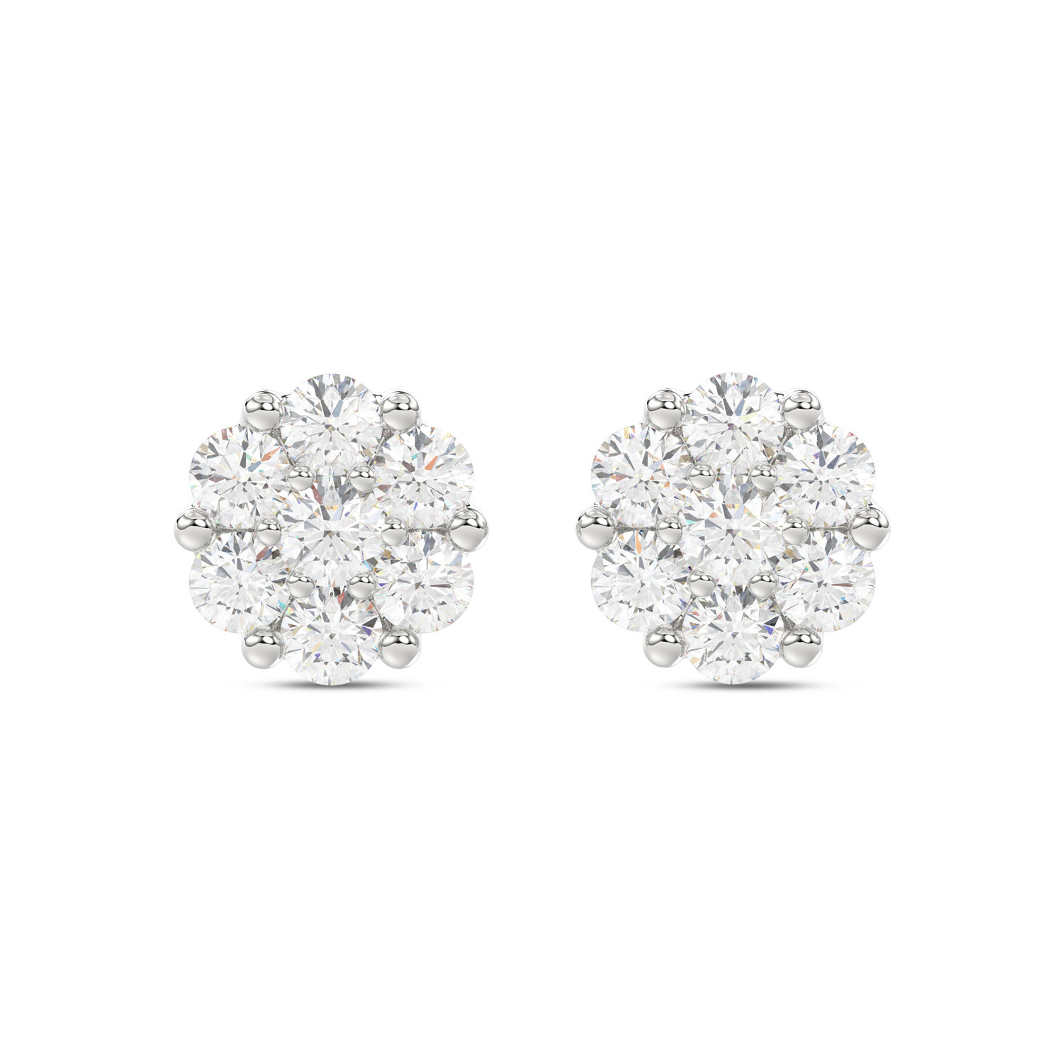 LADIES FLOWER EARRINGS 0.15CT ROUND DIAMOND 10K WHITE GOLD 1 LADIES FLOWER EARRINGS 0.15CT ROUND DIAMOND 10K WHITE GOLD - Image 1