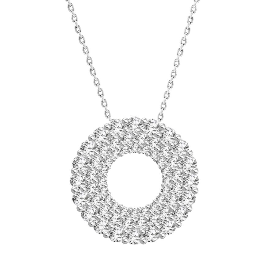 LADIES PENDANT WITH CHAIN 1.00CT ROUND DIAMOND 14K WHITE GOLD 1 LADIES PENDANT WITH CHAIN 1.00CT ROUND DIAMOND 14K WHITE GOLD - Image 1
