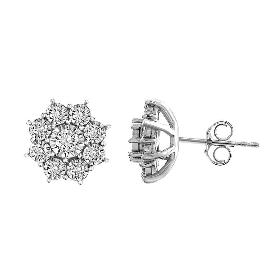 LADIES EARRINGS 0.33CT ROUND DIAMOND 10K WHITE GOLD 1 LADIES EARRINGS 0.33CT ROUND DIAMOND 10K WHITE GOLD - Image 1