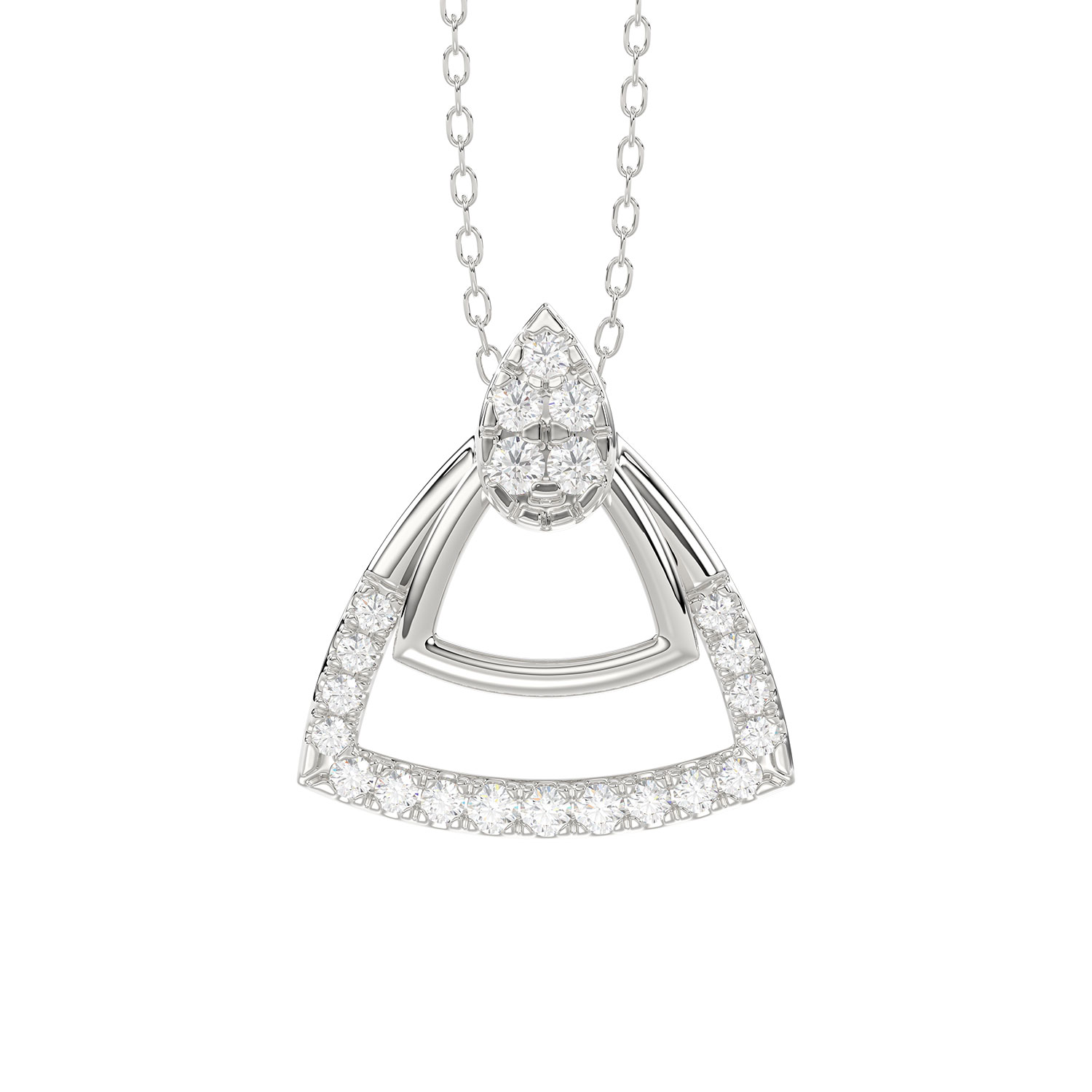 LADIES PENDANT WITH CHAIN 0.13CT ROUND DIAMOND 14K WHITE GOLD 1 LADIES PENDANT WITH CHAIN 0.13CT ROUND DIAMOND 14K WHITE GOLD - Image 1