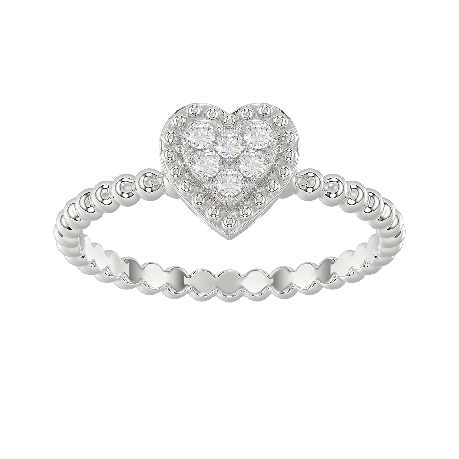 Ladies 0.10Ct Round Diamond Halo Heart Ring Sterling Silver Stylish Women�S Engagement & Promise Ring 1 Ladies 0.10Ct Round Diamond Halo Heart Ring Sterling Silver Stylish Women�S Engagement & Promise Ring - Image 1