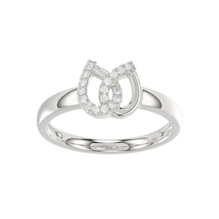 Ladies Lucky Horseshoe Fashion Ring 0.10Ct Round Diamond Sterling Silver White � Double Horseshoe Fashion Jewelry