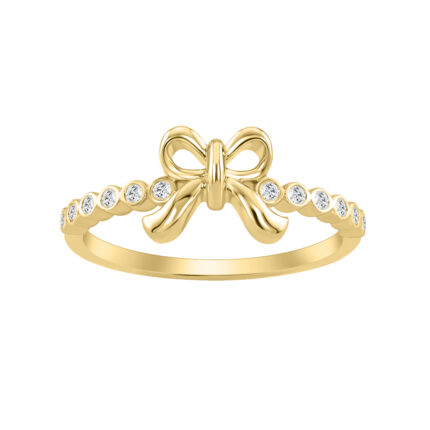 Classic 0.10Ct Round Diamond Ring In Yellow Gold For Women