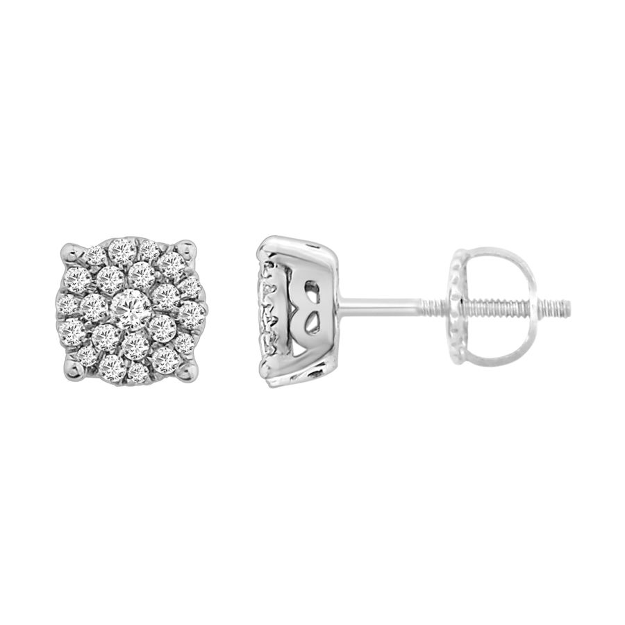 LADIES EARRINGS 0.25CT ROUND DIAMOND 10K WHITE GOLD 1 LADIES EARRINGS 0.25CT ROUND DIAMOND 10K WHITE GOLD - Image 1
