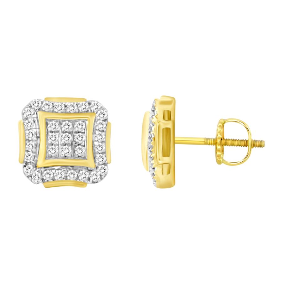 LADIES EARRINGS 0.15CT ROUND DIAMOND 10K YELLOW GOLD 1 LADIES EARRINGS 0.15CT ROUND DIAMOND 10K YELLOW GOLD - Image 1