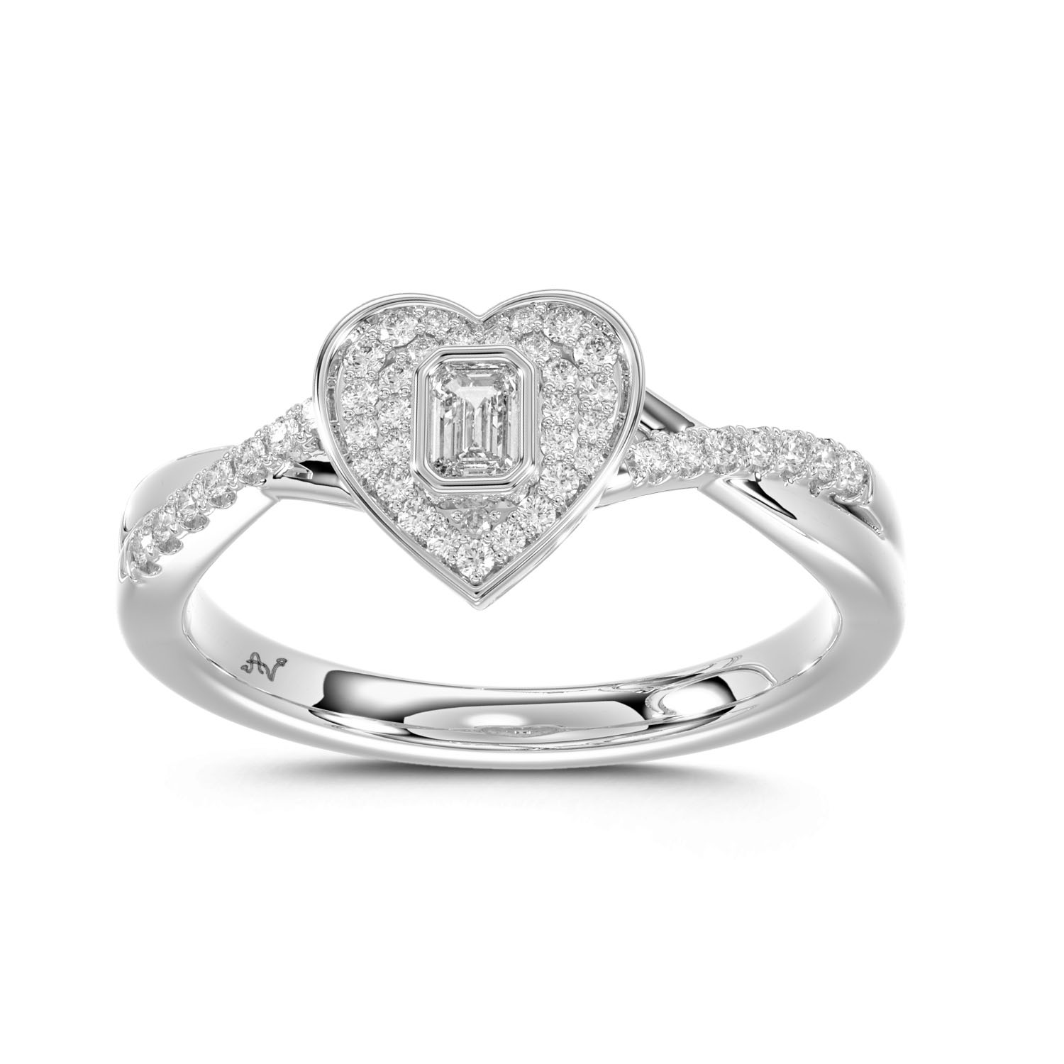 LADIES RING 0.25CT ROUND/EMERALD DIAMOND 14K WHITE GOLD 1 LADIES RING 0.25CT ROUND/EMERALD DIAMOND 14K WHITE GOLD - Image 1