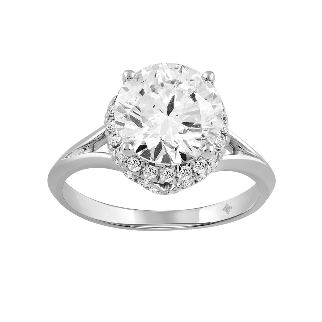 LADIES RING 3 3/8CT ROUND DIAMOND 14K WHITE GOLD (CENTER STONE ROUND DIAMOND 3CT ) 1 LADIES RING 3 3/8CT ROUND DIAMOND 14K WHITE GOLD (CENTER STONE ROUND DIAMOND 3CT ) - Image 1