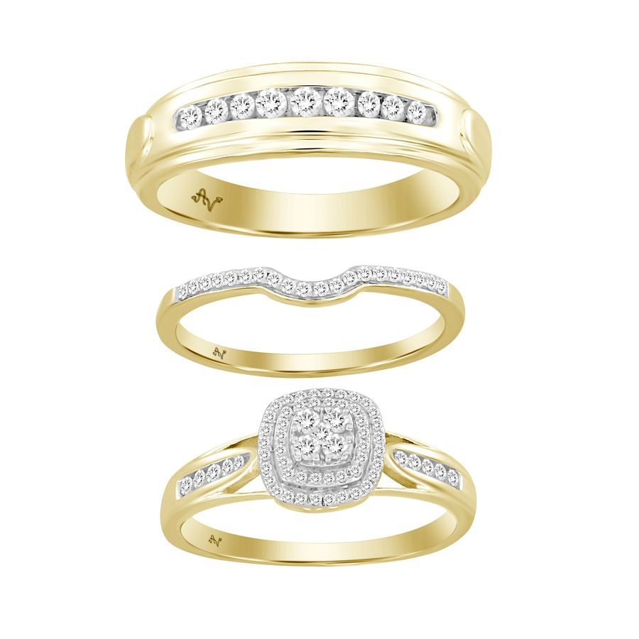 LADIES TRIO SET 0.50CT ROUND DIAMOND 10K YELLOW GOLD 1 LADIES TRIO SET 0.50CT ROUND DIAMOND 10K YELLOW GOLD - Image 1