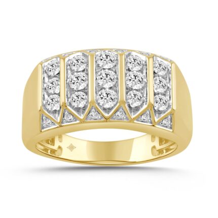 MEN'S RING 1.00CT ROUND DIAMOND 14K YELLOW GOLD
