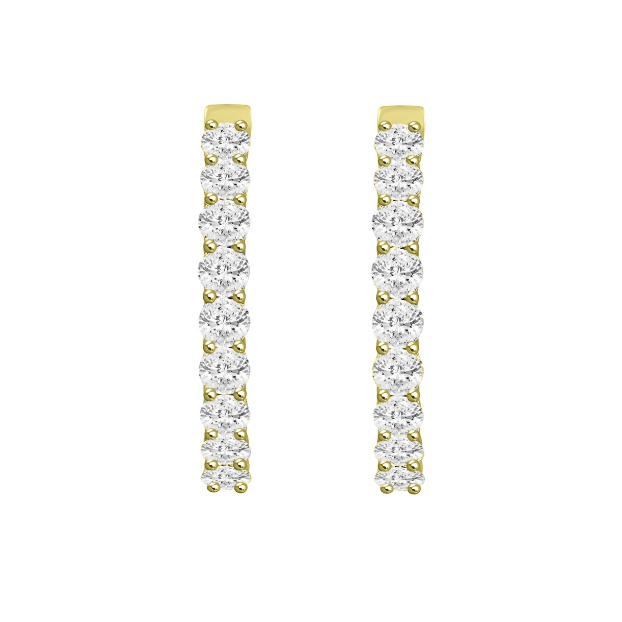 LADIES HOOP EARRINGS 5CT ROUND DIAMOND 14K YELLOW GOLD 1 LADIES HOOP EARRINGS 5CT ROUND DIAMOND 14K YELLOW GOLD - Image 1