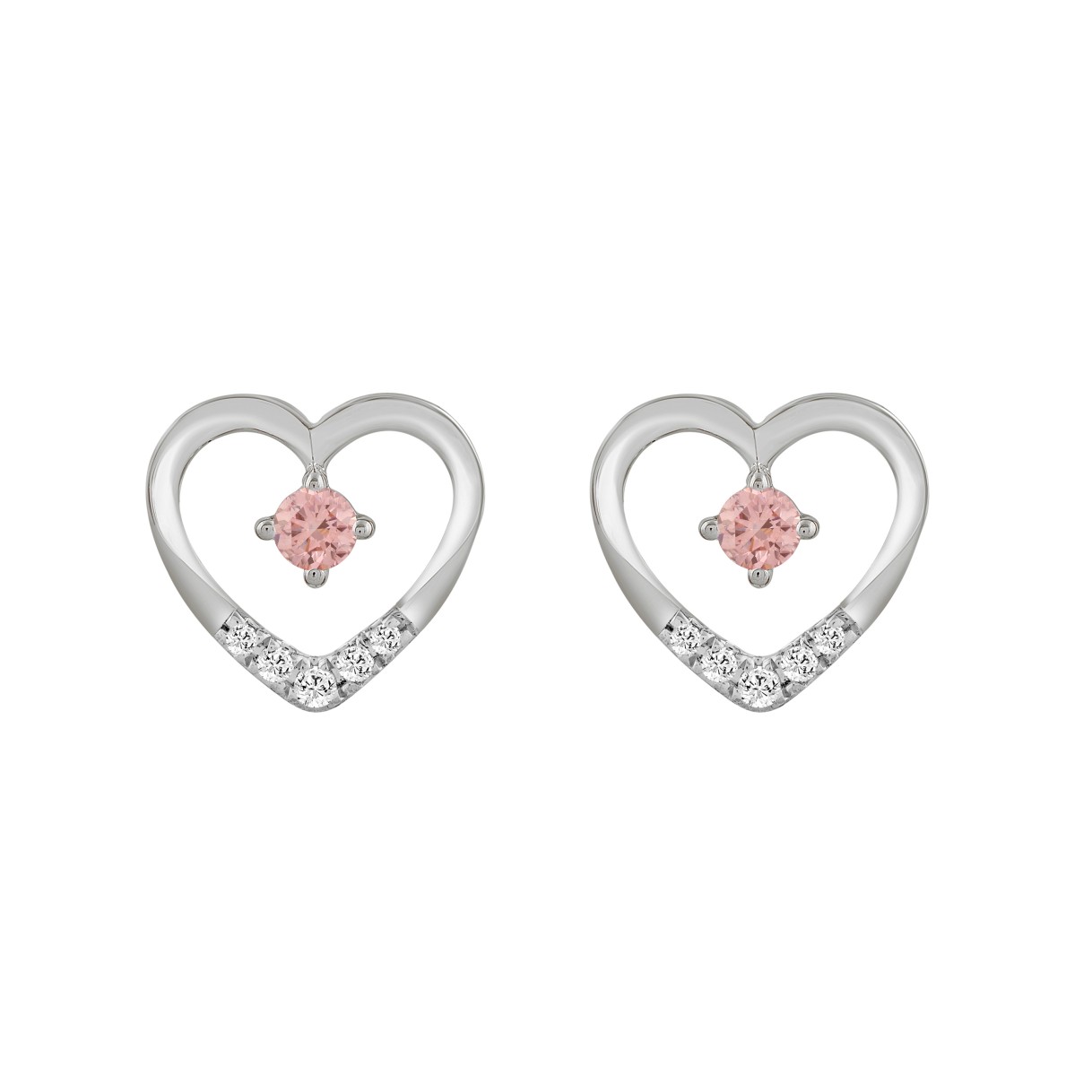 ETERNAL BLUSH COLLECTION LADIES EARRINGS 1/3CT ROUND DIAMOND 14K WHITE GOLD (CENTER STONE PINK ROUND DIAMOND 1/5CT) 1 ETERNAL BLUSH COLLECTION LADIES EARRINGS 1/3CT ROUND DIAMOND 14K WHITE GOLD (CENTER STONE PINK ROUND DIAMOND 1/5CT) - Image 1