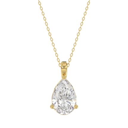 LADIES SOLITAIRE PENDANT 3CT PEAR DIAMOND 14K YELLOW GOLD