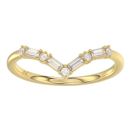 10K Yellow Gold 0.16Ct Ladies Fashion Ring Featuring Sparkling Round And Baguette Diamonds. A Timeless And Elegant Jewelry Piece Designed For Daily We