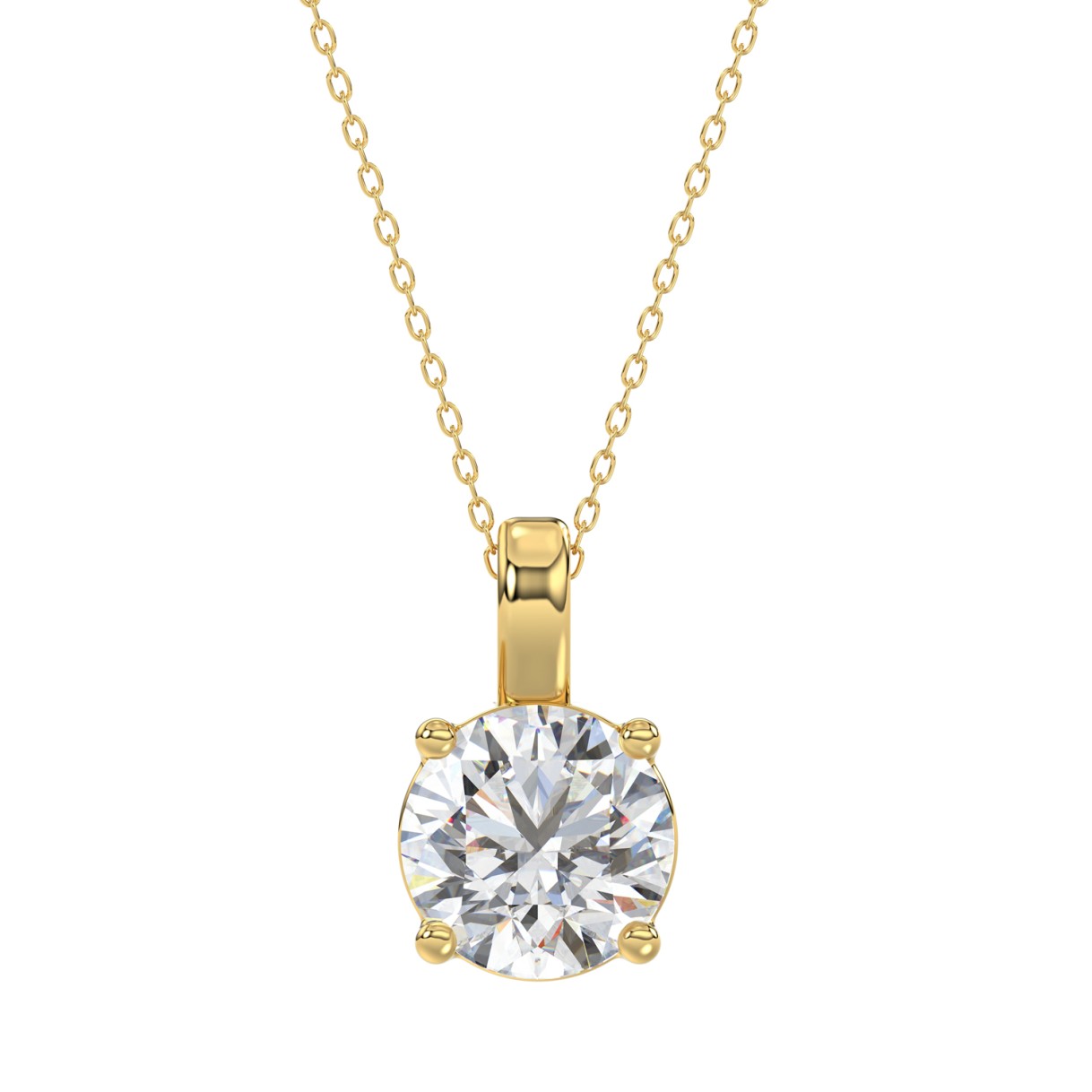 LADIES SOLITAIRE PENDANT 3CT ROUND DIAMOND 14K YELLOW GOLD WITH CHAIN 1 LADIES SOLITAIRE PENDANT 3CT ROUND DIAMOND 14K YELLOW GOLD WITH CHAIN - Image 1