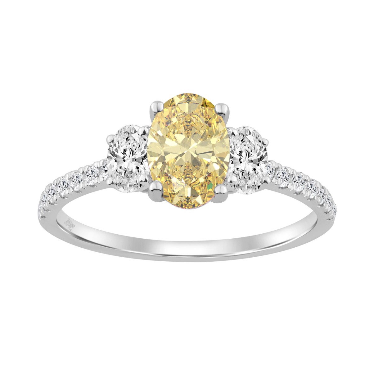 Ladies 14K White Gold 1 1/2CT Round/Oval Lab-Grown Diamond Ladies Fashion Ring 1.00CT Yellow Oval Center stone (Color F-G -Clarity VS1/VS2) 1 Ladies 14K White Gold 1 1/2CT Round/Oval Lab-Grown Diamond Ladies Fashion Ring 1.00CT Yellow Oval Center stone (Color F-G -Clarity VS1/VS2) - Image 1