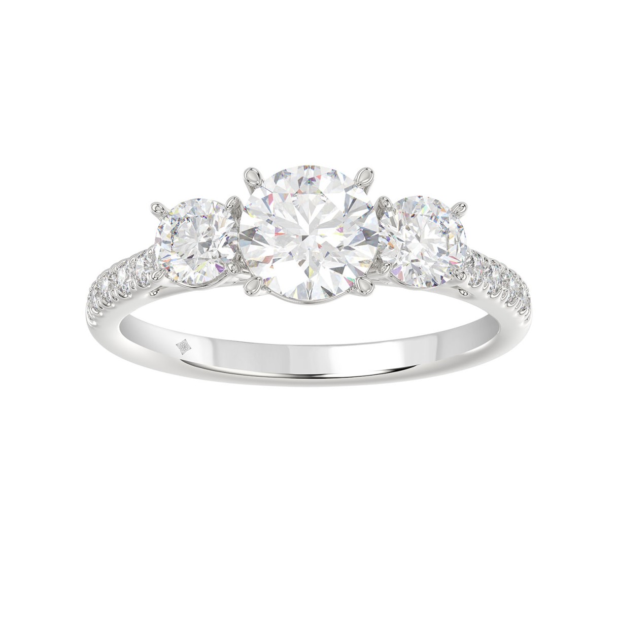 LADIES RING 1 3/4CT ROUND DIAMOND 14K WHITE GOLD (CENTER STONE ROUND DIAMOND 1CT ) 1 LADIES RING 1 3/4CT ROUND DIAMOND 14K WHITE GOLD (CENTER STONE ROUND DIAMOND 1CT ) - Image 1