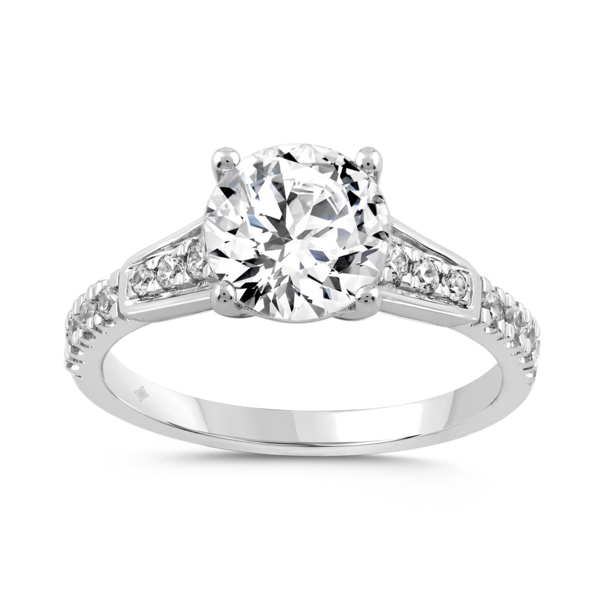 LADIES RING 2 1/4CT ROUND DIAMOND 14K WHITE GOLD (CENTER STONE ROUND DIAMOND 2.00CT) 1 LADIES RING 2 1/4CT ROUND DIAMOND 14K WHITE GOLD (CENTER STONE ROUND DIAMOND 2.00CT) - Image 1