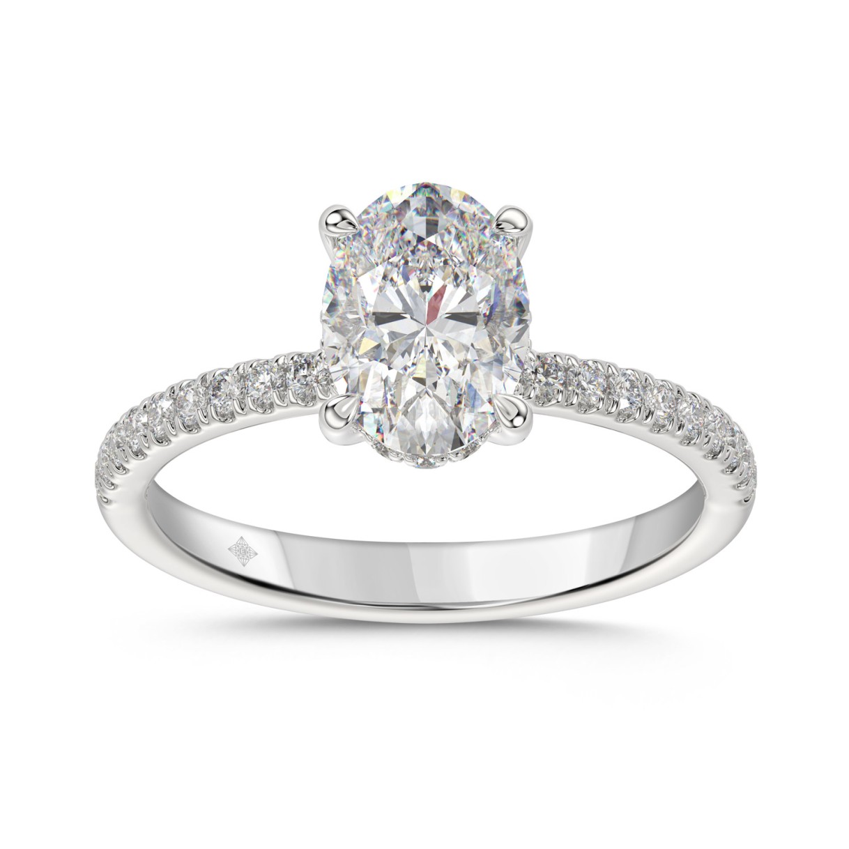14K WHITE GOLD 1 3/4CT ROUND/OVAL DIAMOND LADIES RING (CENTER STONE OVAL DIAMOND 1 1/2CT) 1 14K WHITE GOLD 1 3/4CT ROUND/OVAL DIAMOND LADIES RING (CENTER STONE OVAL DIAMOND 1 1/2CT) - Image 1