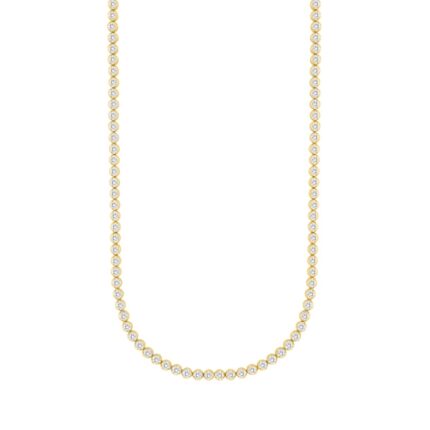MENS NECKLACE 7CT ROUND DIAMOND 14K YELLOW GOLD