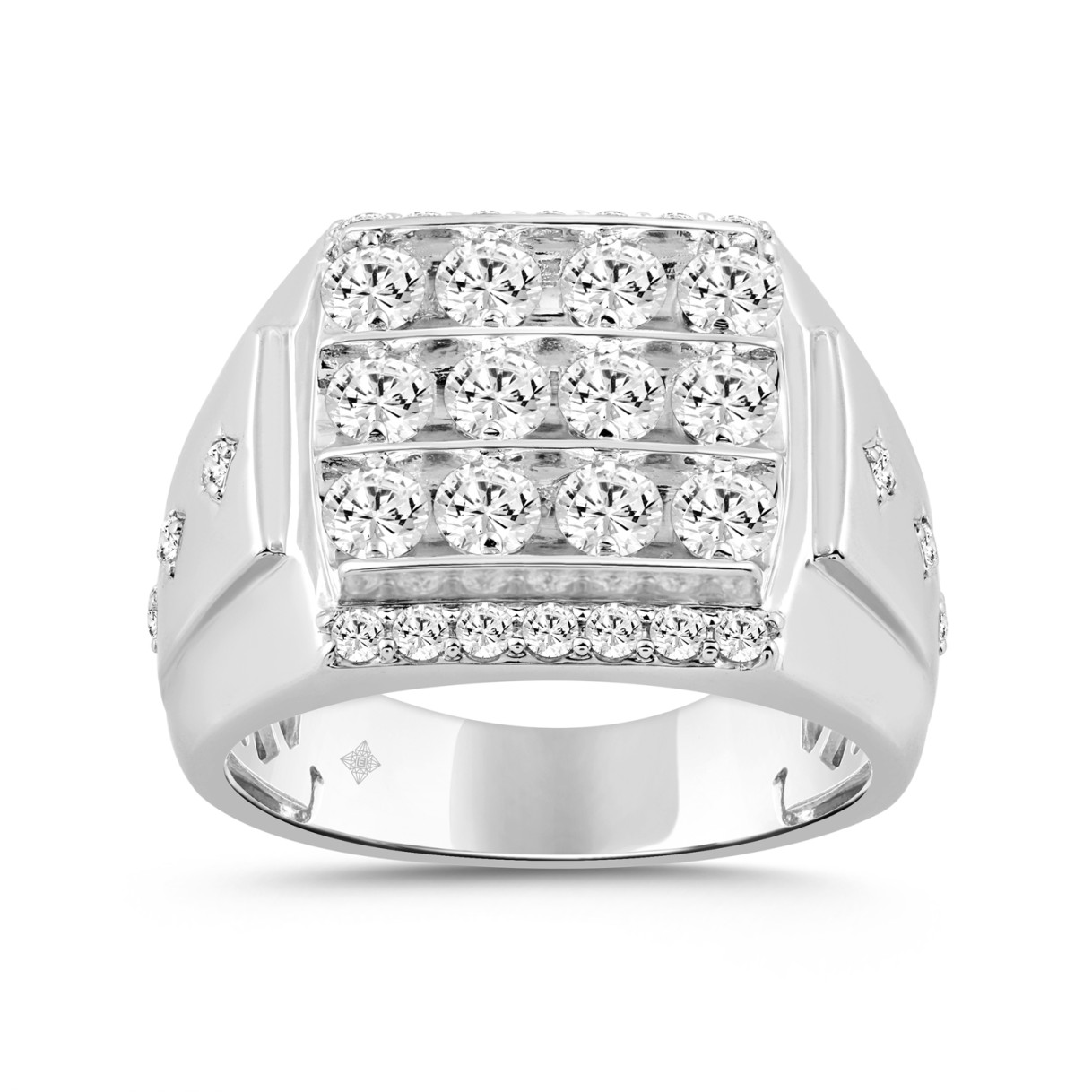 10K WHITE GOLD 2.00CT ROUND DIAMOND MEN'S RING 1 10K WHITE GOLD 2.00CT ROUND DIAMOND MEN'S RING - Image 1