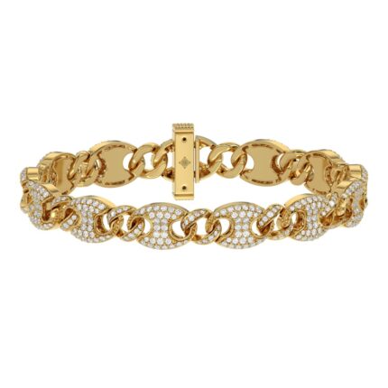 10K YELLOW GOLD 3 1/2CT ROUND DIAMOND MEN'S BRACELET