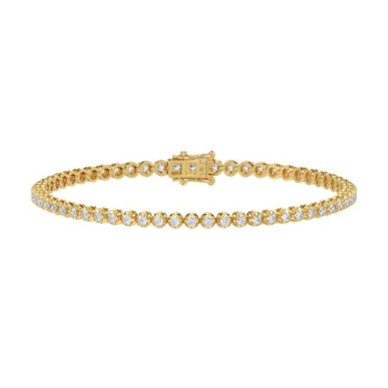 MENS BRACELET 2 1/4CT ROUND DIAMOND 14K YELLOW GOLD