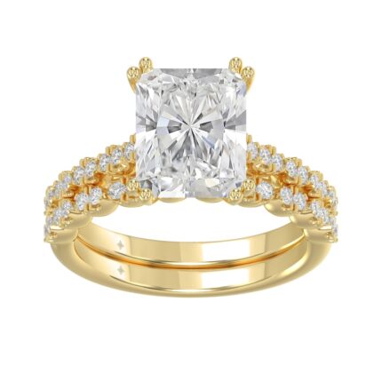 Ladies 14K Yellow Gold Ladies Elegance- Bridal Set 3 1/3CT Round & Radiant Diamond 3.00CT Radiant Center stone (Color F-G -Clarity VS1/VS2)