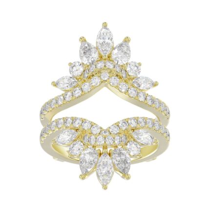 LADIES ENHANCERS RING 2 1/4CT ROUND/PEAR/MARQUISE DIAMOND 14K YELLOW GOLD