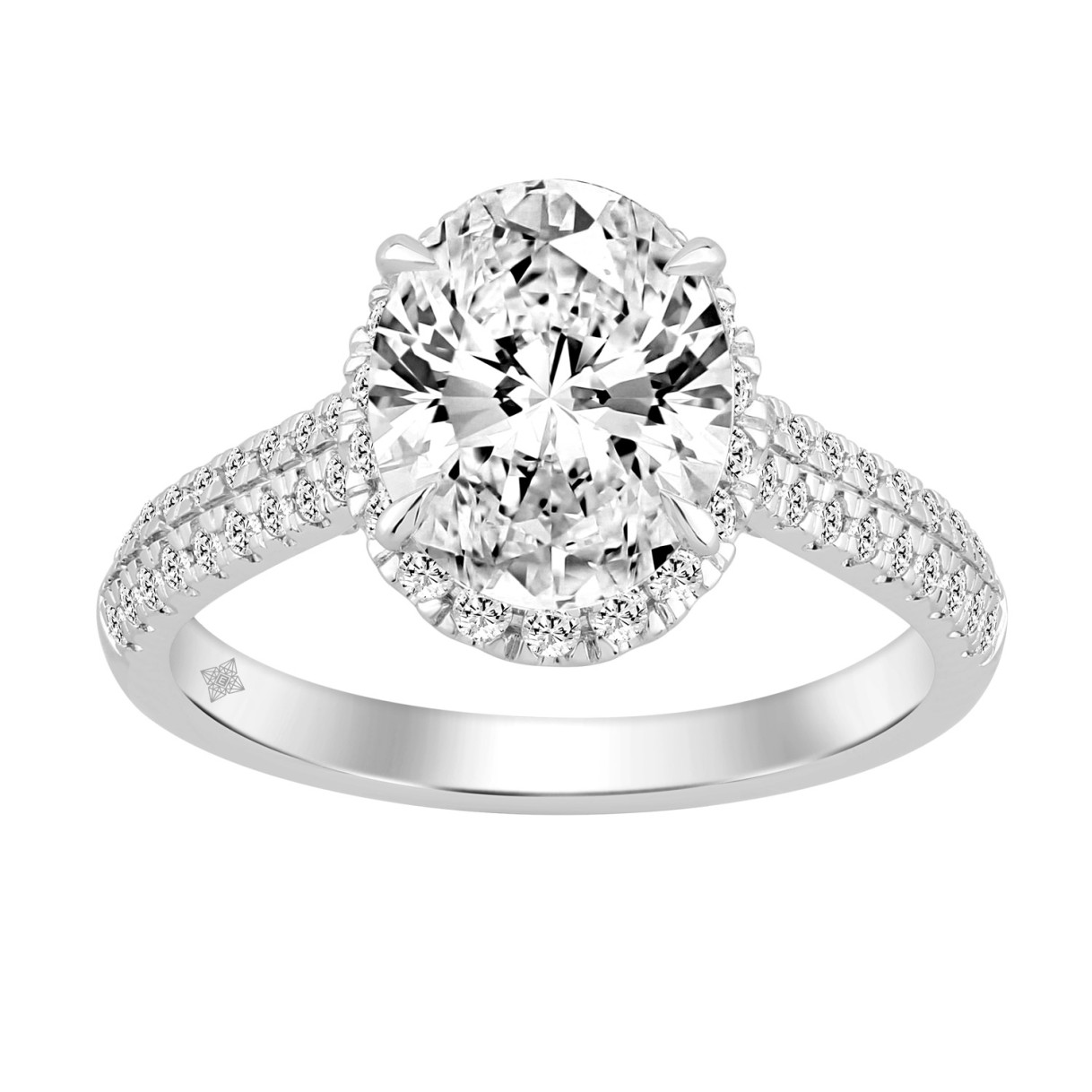 Luxury 14K White Gold 3 1/2Ct Round & Oval Lab-Grown Diamond Halo Ring Elegant Bridal Engagement Ring For Women 3Ct Oval Center Stone (Color F-G -Clar 1 Luxury 14K White Gold 3 1/2Ct Round & Oval Lab-Grown Diamond Halo Ring Elegant Bridal Engagement Ring For Women 3Ct Oval Center Stone (Color F-G -Clar - Image 1