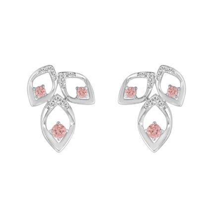 ETERNAL BLUSH COLLECTION LADIES EARRINGS 1/2CT ROUND DIAMOND 14K WHITE GOLD (CENTER STONE PINK ROUND DIAMOND 1/3CT)
