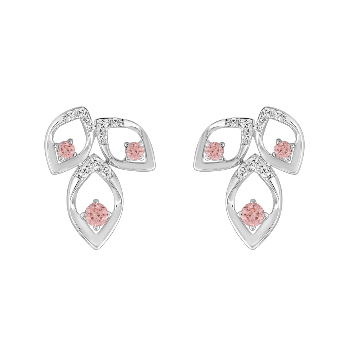 ETERNAL BLUSH COLLECTION LADIES EARRINGS 1/2CT ROUND DIAMOND 14K WHITE GOLD (CENTER STONE PINK ROUND DIAMOND 1/3CT) 1 ETERNAL BLUSH COLLECTION LADIES EARRINGS 1/2CT ROUND DIAMOND 14K WHITE GOLD (CENTER STONE PINK ROUND DIAMOND 1/3CT) - Image 1