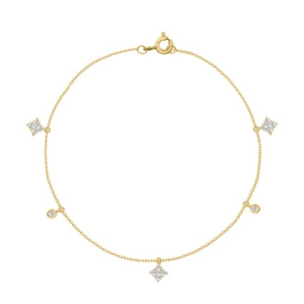 10K Yellow Gold 1/3Ct Round Diamond Bracelet For Ladies Elegant Luxury Jewelry