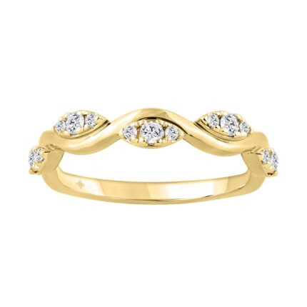 10K Yellow Gold 1/4Ct Round Lab-Grown Diamond Emori Wavy Krissy Ladies Fashion Ring (Color F-G -Clarity Vs1/Vs2)