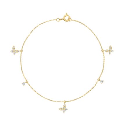 10K Yellow Gold Diamond Butterfly Bracelet For Ladies 1/3Ct Round Diamond Bracelet