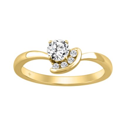 Elegant 10K Yellow Gold Round Diamond Engagement Ring 3/8Ct Ladies Fashion Ring (Color F-G -Clarity Vs1/Vs2)