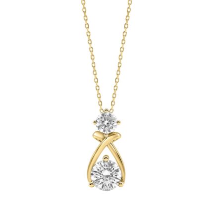 Elegant 14K Yellow Gold Lab Created Diamond Ladies Pendant 1.00Ct Round Cut Infinity Twist Pendant For Her (Color F-G -Clarity Vs1/Vs2)