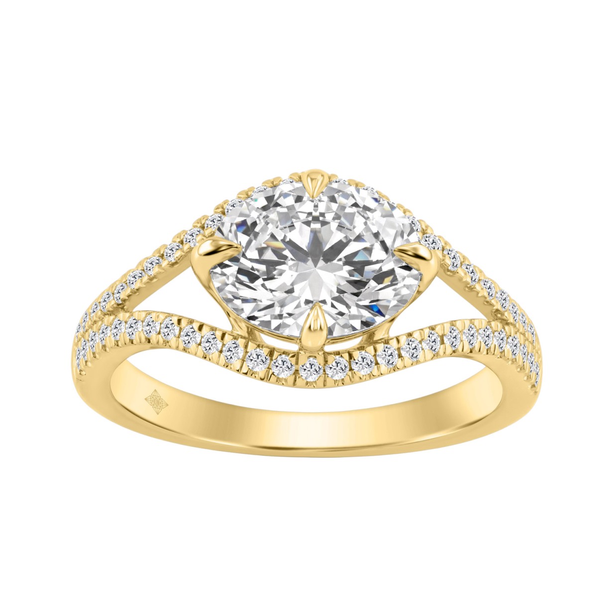Luxury 14K Yellow Gold 1 3/4Ct Lab Grown Diamond Ring 1 1/2Ct Oval Center And Round Diamond Ladies Engagement Ring (Color F-G -Clarity Vs1/Vs2) 1 Luxury 14K Yellow Gold 1 3/4Ct Lab Grown Diamond Ring 1 1/2Ct Oval Center And Round Diamond Ladies Engagement Ring (Color F-G -Clarity Vs1/Vs2) - Image 1
