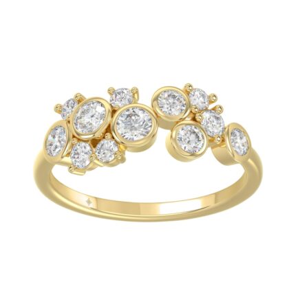 Classic 10K Yellow Gold Round Lab Grown Diamond Ladies Fashion Ring 3/4Ct (Color F-G -Clarity Vs1/Vs2)