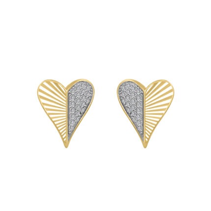 LADIES EARRINGS 0.13CT ROUND DIAMOND 10K YELLOW GOLD