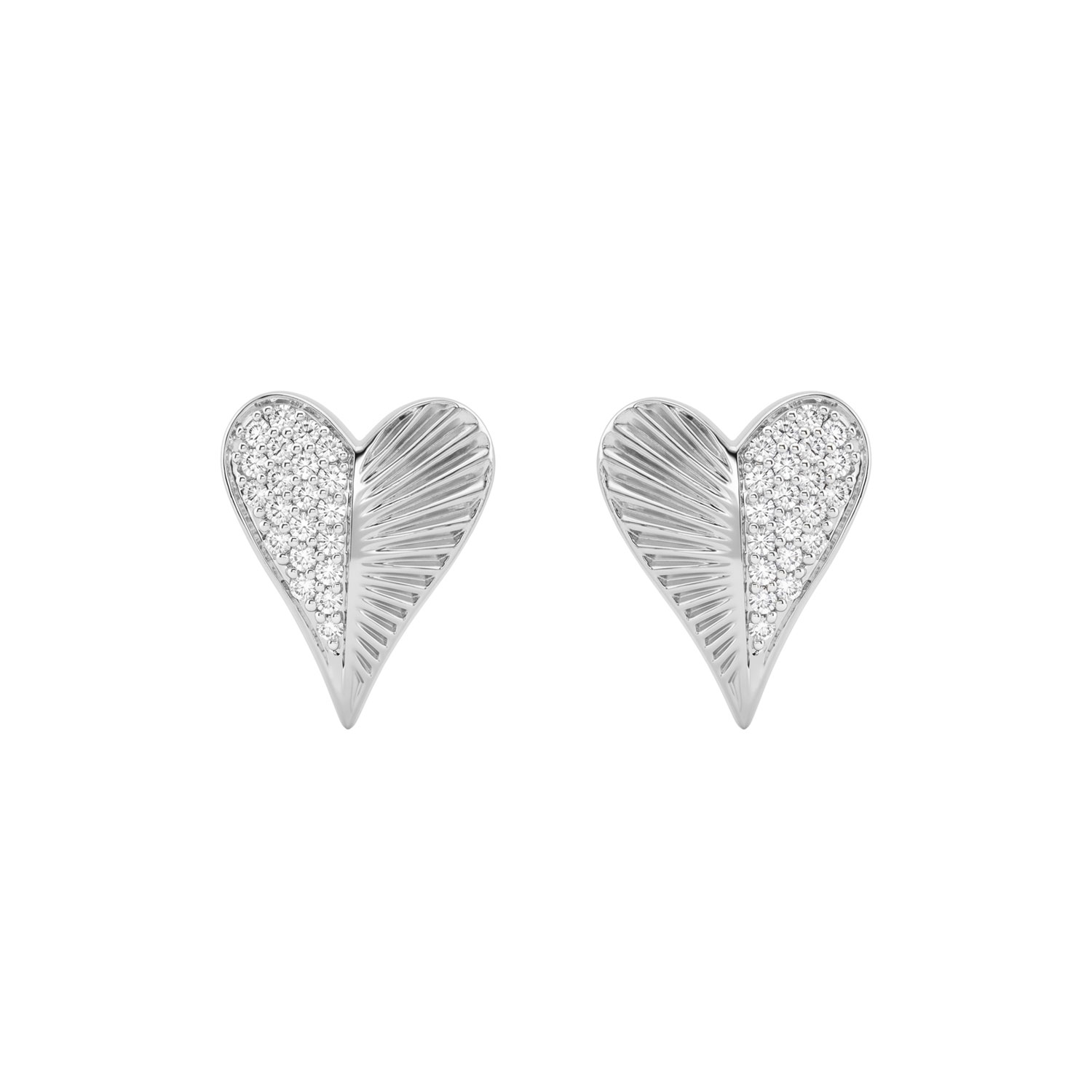 Sterling Silver Heart Shaped Diamond Stud Earrings For Women 0.13 Ct Round Cut Elegant Ladies Earrings 1 Sterling Silver Heart Shaped Diamond Stud Earrings For Women 0.13 Ct Round Cut Elegant Ladies Earrings - Image 1