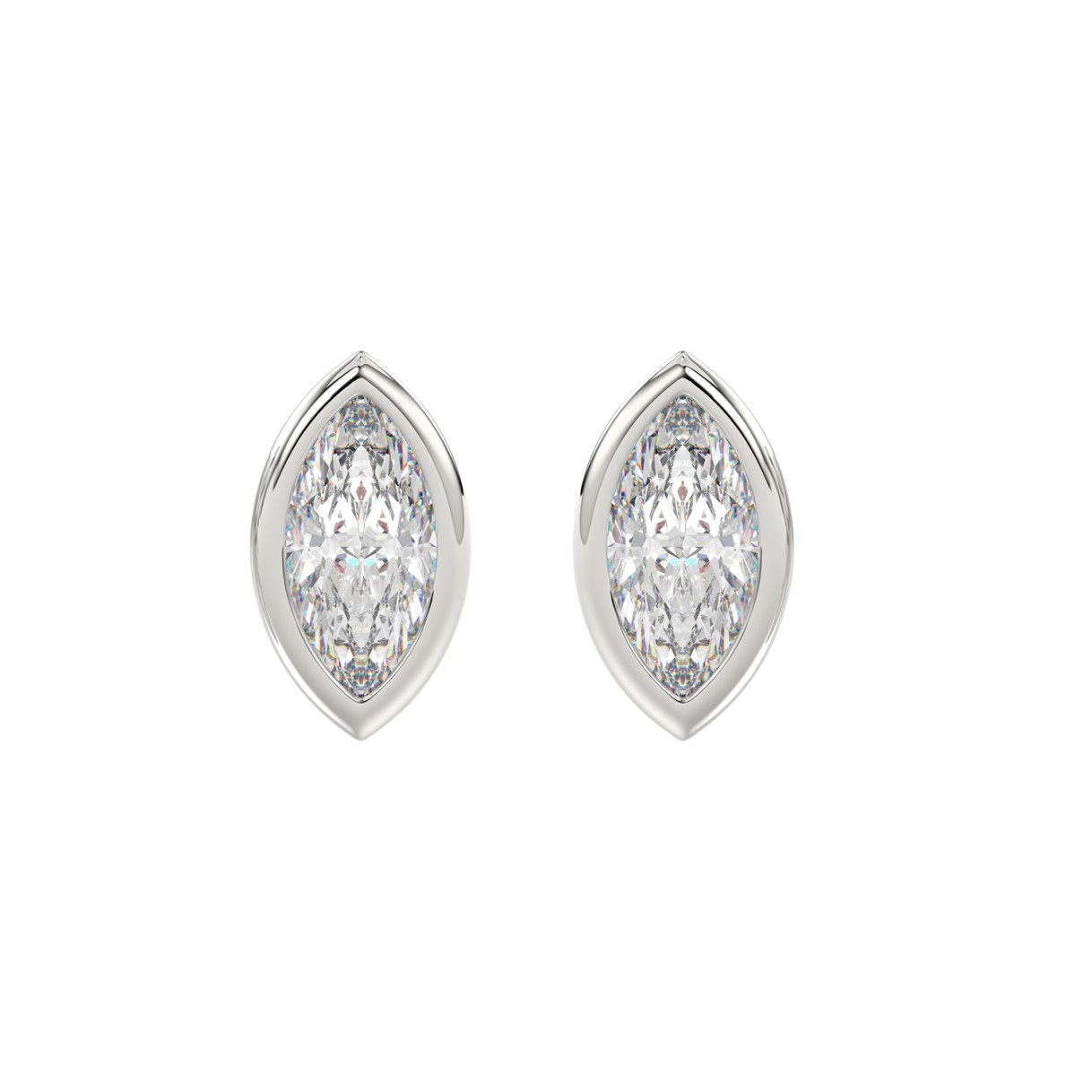 LADIES SOLITAIRE EARRINGS 3CT MARQUISE DIAMOND 14K WHITE GOLD 1 LADIES SOLITAIRE EARRINGS 3CT MARQUISE DIAMOND 14K WHITE GOLD - Image 1
