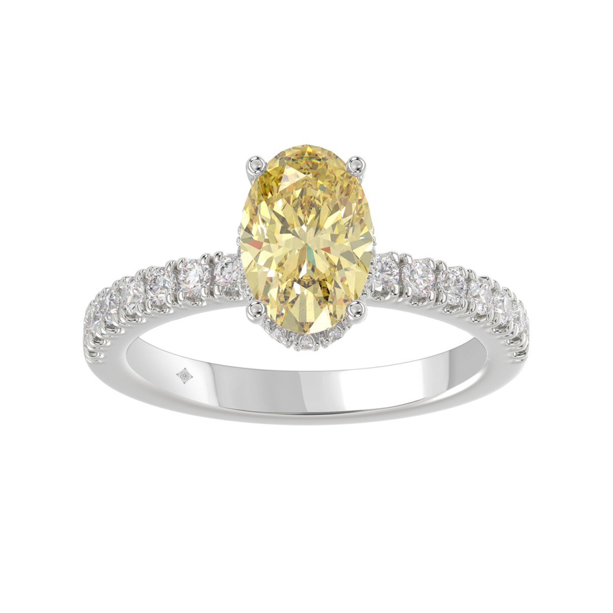 14K WHITE GOLD 2 1/2CT ROUND/OVAL DIAMOND LADIES RING (CENTER STONE YELLOW OVAL DIAMOND 2CT) 1 14K WHITE GOLD 2 1/2CT ROUND/OVAL DIAMOND LADIES RING (CENTER STONE YELLOW OVAL DIAMOND 2CT) - Image 1