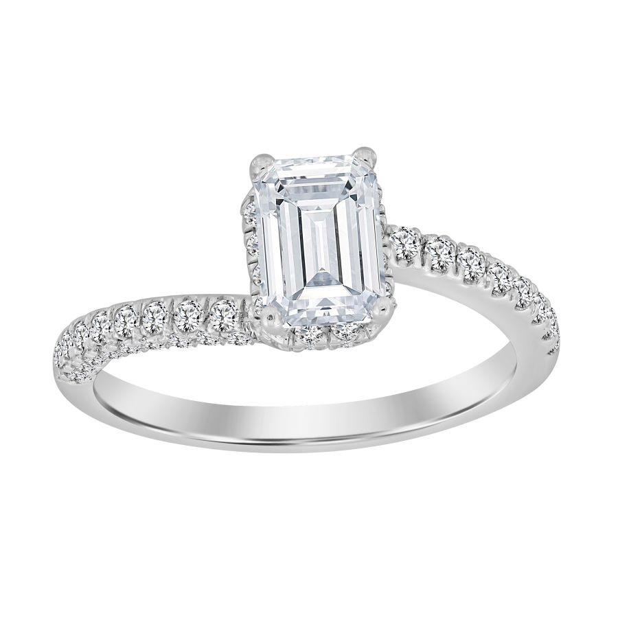LADIES RING 1.25CT ROUND/EMERALD DIAMOND 14K WHITE GOLD 1 LADIES RING 1.25CT ROUND/EMERALD DIAMOND 14K WHITE GOLD - Image 1