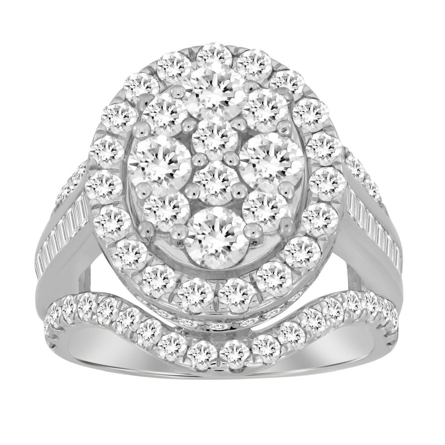 LADIES RING 3.00CT ROUND/BAGUETTE DIAMOND 10K WHITE GOLD 1 LADIES RING 3.00CT ROUND/BAGUETTE DIAMOND 10K WHITE GOLD - Image 1